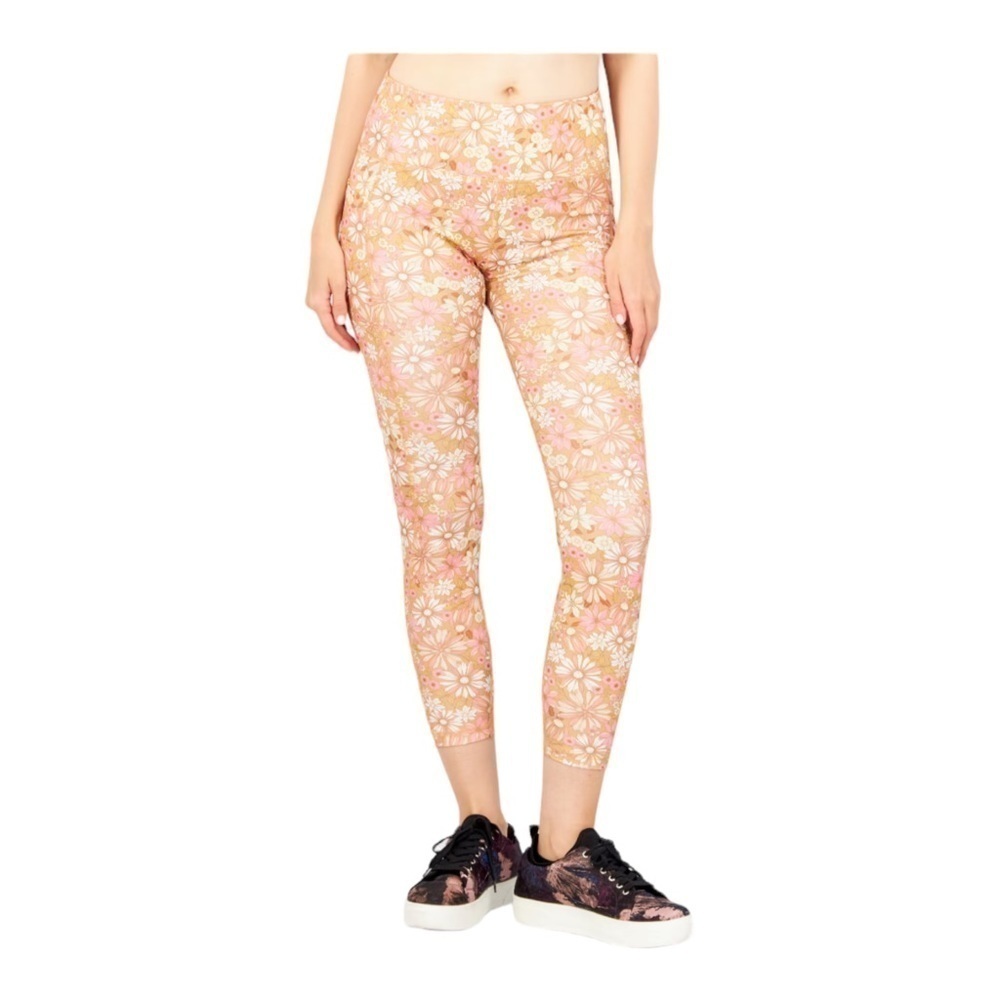 Kensie Carmel Vintage Floral Performance Leggings NWOT